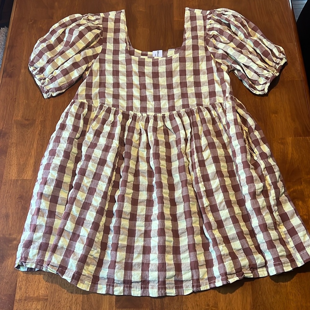 Plaid Puff Sleeve Dress